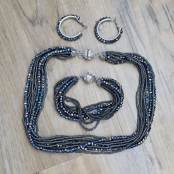 🩵Premier "Seaside" Teal & Gray Multistrand Beaded Magnetic Bracelet - Picture 11 of 11